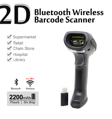 USB Wireless Bluetooth Handhold Barcode Scanner 1D 2D Automatic Barcode Reader